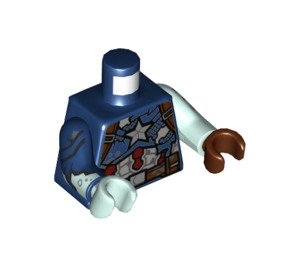 LEGO Donkerblauw Minifiguur Torso met Weathered Kapitein America Decoratie en 1 Licht Aqua Arm (973)