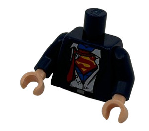 LEGO Mörkblå Minifigur Kropp med Vit Skjorta och Superman logotyp Underneath (973)