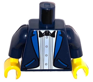 LEGO Donkerblauw Minifiguur Torso met Wit Shirt, Jasje en Vlinderdas (973)