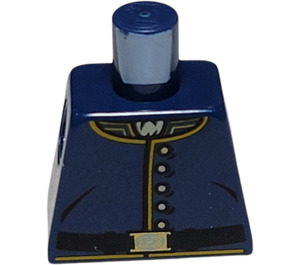 LEGO Donkerblauw Minifiguur Torso zonder armen met 5-Button Jasje en Riem, Dual-Sided (973)