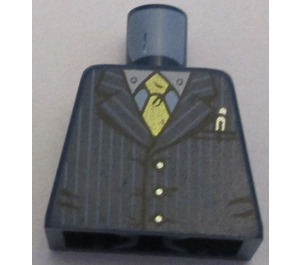 LEGO Donkerblauw Minifiguur Torso zonder armen met Pinstripe Jasje en Gold Tie en Pen (973)