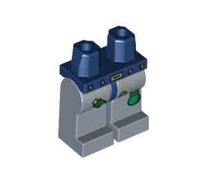 LEGO Tummansininen Minihahmo Lantio ja jalat jossa Vihreä Bags, Gold Chains (3815 / 61858)