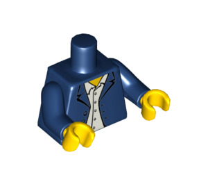 LEGO Bleu Foncé Minifigurine Torse Open Veste avec Collier over Blanc Buttoned Chemise (76382 / 88585)