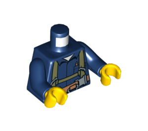 LEGO Mörkblå Minifigur Kropp Work Skjorta med Olive Safety Straps och Orange Bälte (973 / 76382)