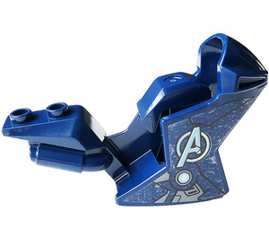 LEGO Dark Blue Motorcycle Fairing with Silver Vents, Lines, Avengers Logo Sticker (18895)