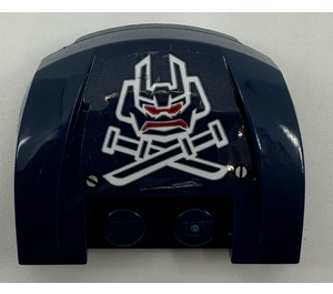 LEGO Dark Blue Mudgard Bonnet 3 x 4 x 1.3 Curved with Ninjago Samurai X Mask and Crossed Swords Sticker (98835)