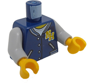 LEGO Mørkeblå NH Letterman Jakke med  Grå Sleeves Torso (973 / 76382)