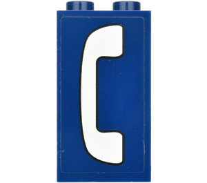 LEGO Bleu foncé Panneau 1 x 2 x 3 avec Phone (La gauche) Autocollant avec supports latéraux - tenons creux (35340)