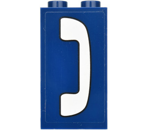 LEGO Donkerblauw Paneel 1 x 2 x 3 met Phone (Rechtsaf) Sticker met zijsteunen - holle noppen (35340)