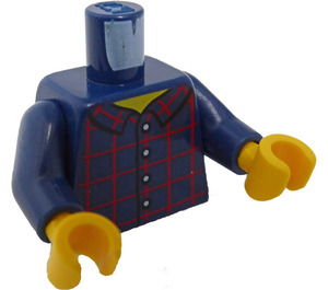 LEGO Dark Blue Plaid Button Shirt Minifig Torso Front and Back Printing (973 / 76382)