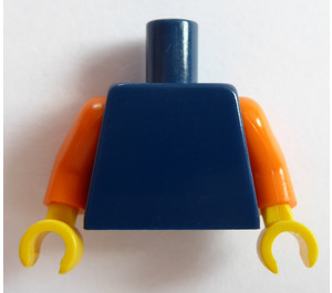 LEGO Dark Blue Plain Minifig Torso with Orange Arms and Yellow Hands (973 / 76382)