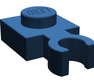 LEGO Bleu foncé assiette 1 x 1 avec Verticale Agrafe (Clip 'O' mince ouvert)