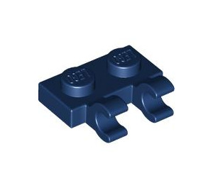 LEGO Mørk blå Plate 1 x 2 med Horisontal Clips (Åpne 'O' klips) (49563 / 60470)