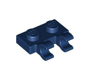 LEGO Dark Blue Plate 1 x 2 with Horizontal Clips (Open 'O' Clips) (49563 / 60470)