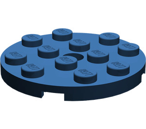 LEGO Dark Blue Plate 4 x 4 Round with Hole and Snapstud (60474)