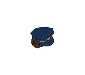 LEGO Bleu Foncé Police Chapeau avec Reddish Marron Cheveux (69112)