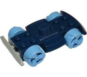 LEGO Dark Blue Racers Chassis with Medium Blue Wheels