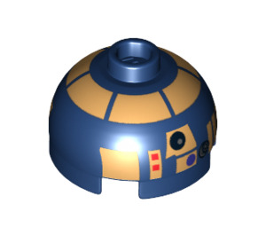 LEGO Dark Blue Round Brick 2 x 2 Dome Top (Undetermined Stud - To be deleted) with Metallic Gold (R8-B7) (95077)