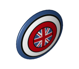 LEGO Dark Blue Round Shield with Curved Face with Union Jack Flag and Red and White Rings (75902)