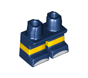 LEGO Donkerblauw Kort Poten met Geel stripe en Wit Feet (38364 / 41879)