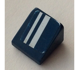 LEGO Dark Blue Slope 1 x 1 (31°) with White Stripes Left Sticker (50746)