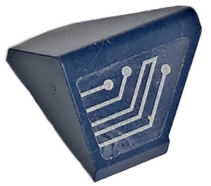 LEGO Dark Blue Slope 1 x 2 (45°) Double / Inverted with Silver Circuit Board Sticker with Open Bottom (3049)