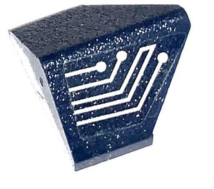 LEGO Dark Blue Slope 1 x 2 (45°) Double / Inverted with Silver lines Sticker with Open Bottom (3049)