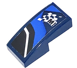 LEGO Donkerblauw Helling 1 x 2 Gebogen met Bumper Decoratie Rechtsaf Sticker (11477)