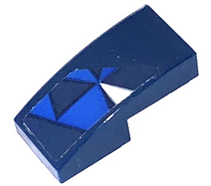 LEGO Bleu foncé Pente 1 x 2 Incurvé avec Porte Décoration La gauche Autocollant (11477)