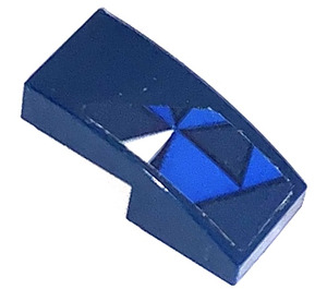 LEGO Bleu foncé Pente 1 x 2 Incurvé avec Porte Décoration Droite Autocollant (11477)