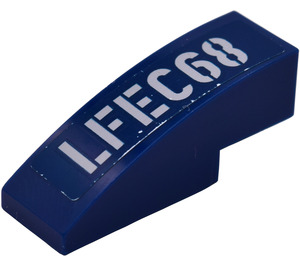 LEGO Dark Blue Slope 1 x 3 Curved with 'LFEC68' Sticker (50950)