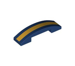 LEGO Dark Blue Slope 1 x 4 Curved Double with Gold Stripe (93273 / 104838)