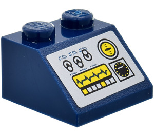 LEGO Bleu foncé Pente 2 x 2 (45°) avec Control Panneau Autocollant (3039)
