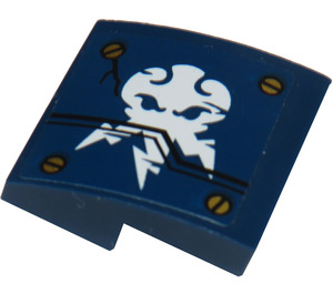 LEGO Dark Blue Slope 2 x 2 Curved with 4 Screws And White Lightning Symbol From Set 70754 Sticker (15068)
