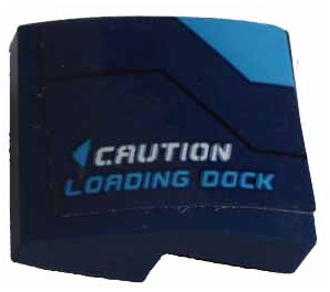 LEGO Dark Blue Slope 2 x 2 Curved with CAUTION Loading Dock Pattern (Model Right) Sticker (15068)