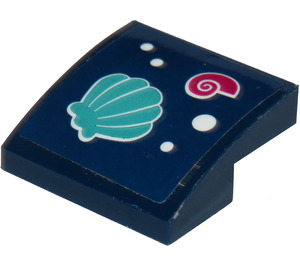 LEGO Dark Blue Slope 2 x 2 Curved with Seashells and Bubbles Sticker (15068)