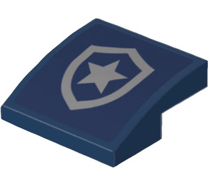 LEGO Dark Blue Slope 2 x 2 Curved with Shield and Star Sticker (15068)