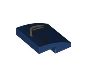 LEGO Dark Blue Slope 2 x 2 Curved with Silver angled line (15068 / 104284)