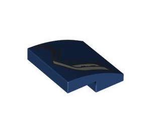 LEGO Dark Blue Slope 2 x 2 Curved with Silver wing (right) (15068 / 104285)
