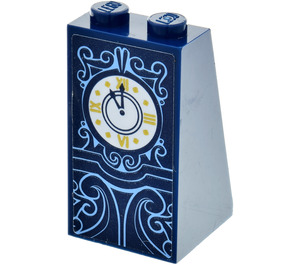 LEGO Dark Blue Slope 2 x 2 x 3 (75°) with Clock Sticker (Solid Studs) (98560)