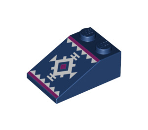 LEGO Dark Blue Slope 2 x 3 (25°) with Festive Christmas White Pattern with Rough Surface (3298 / 60850)