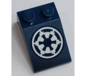 LEGO Dark Blue Slope 2 x 3 (25°) with SW Imperial Logo Sticker with Rough Surface (3298)
