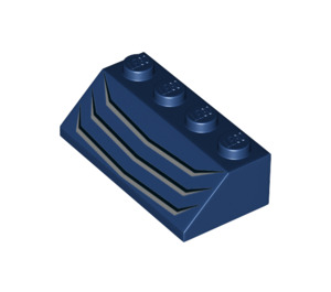 LEGO Dark Blue Slope 2 x 4 (45°) with Gray Curved Lines with Smooth Surface (3037 / 38134)