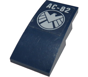 LEGO Dark Blue Slope 2 x 4 Curved with 'AC-82' and SHIELD Logo Sticker (93606)