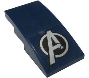 LEGO Dark Blue Slope 2 x 4 Curved with Avengers Logo Sticker (93606)