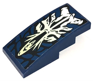 LEGO Dark Blue Slope 2 x 4 Curved with Morro Dragon Head and Scales Sticker (93606)