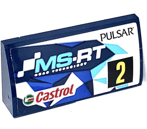 LEGO Dark Blue Slope 2 x 4 Curved with MS-RT PULSAR Castrol 2 Sticker with Bottom Tubes (88930)