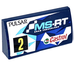 LEGO Dark Blue Slope 2 x 4 Curved with PULSAR MS-RT 2.Castrol Sticker with Bottom Tubes (88930)