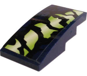 LEGO Dark Blue Slope 2 x 4 Curved with Yellowish/Green Scales (Left) Sticker (93606)