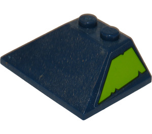 LEGO Dark Blue Slope 3 x 4 Double (45° / 25°) with Lime Trapezoid with Cut Out Edges (Model Right) Sticker (4861)